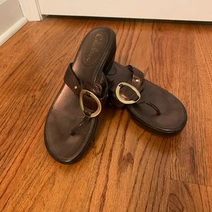 COLE HAAN Wedge Heel Sandals Flip Flop Metallic Bronze